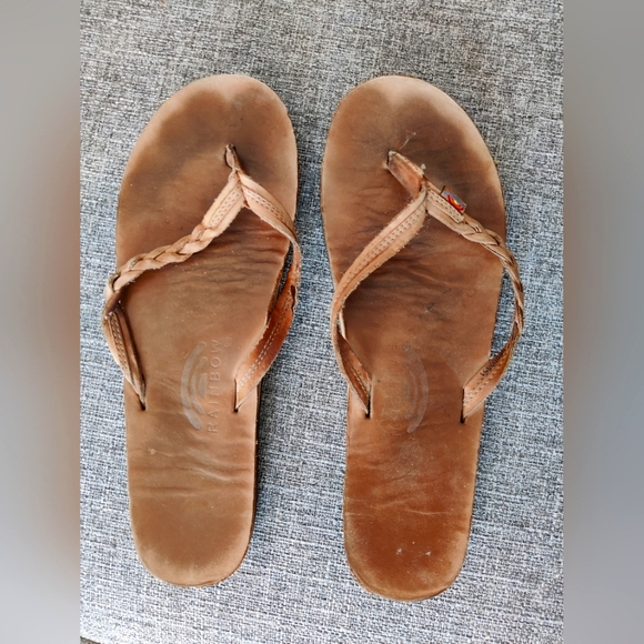 Rainbow brown leather sandals - women's size 10 - Picture 1 of 4